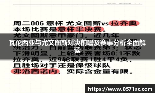 瓦伦西亚与尤文图斯对决前瞻及赛事分析全面解读